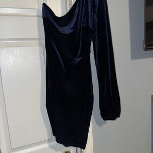 Elegant Blue Velvet Dress